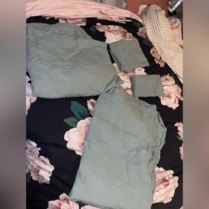 Casaluna ~ Green 100% Linen Sheet Set~Full